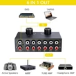 6 ki- és bemeneti 6/1 - 1/6 RCA audio kapcsoló, bi-directionális audio kapcsoló