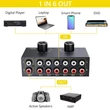 6 ki- és bemeneti 6/1 - 1/6 RCA audio kapcsoló, bi-directionális audio kapcsoló