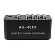 AK-401R Audio Forrás Váltó – 4 Bemenet, 1 Kimenet RCA Audio Elosztó Távirányítóval, audio lejátszókhoz, erésítőkhoz