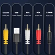 Digitális - Analóg koaxiális - 2RCA, 3.5 mm Jack audio átalakító kábel