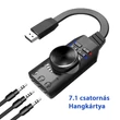 Virtuális 7.1 csatornás hangkártya konverter adapter külső usb hangkártya Lague of Legends és PUBG hangeffekt gombokkal