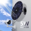 5W 5V-os vízálló köralakú napelem 3m kábellel Micro USB-s, kültéri akkumulátoros kamerákhoz, lámpákhoz