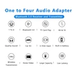 PS911 One to Four 4 pontos multifunkciós Bluetooth audio adó/vevő adapter, 3 bluetooth 1 vezetékes eszköz csatlakoztatásához, TF és U-Disk lejátszás