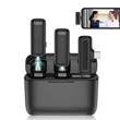2.4Ghz Vezeték nélküli intelligens zajcsökkentős HD dupla mikrofon szett USB C androidos okos telefonokhoz, 8pin adapterrel