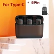 2.4Ghz Vezeték nélküli intelligens zajcsökkentős HD dupla mikrofon szett USB C androidos okos telefonokhoz, 8pin adapterrel