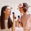 K2 Vezeték nélküli Bluetooth 5.3 Karaoke mikrofon szett multifunkciós vezérlő egységgel, két mikrofonnal, audio ki- és bemenettel, 6 hangeffekt