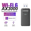AX3000 WiFi 6 Adapter – 3000Mbps Kétsávos vezeték nélküli hálózati kártya USB 3.0, WiFi 6, WPA3 támogatással