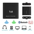 TX8 2 az 1-ben Bluetooth 5.0 audio adó/vevő, hangerő szabályzóval, zeneszám léptetővel