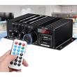 2x40W RMS (Max 2x400W) Digitális erősítő, Bluetooth, MP3 lejátszó, FM, távirányítóval, USB és SD kártya bemenet