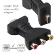 HDMI - 3RCA videó adapter, átalakító, régi RCA bemenetű tévéhez, Projektorhoz