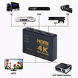 HDMI kapcsoló, 3 bemeneti és 1 kimeneti port, távirányítóval