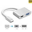 TYPE-C - VGA, HDMI átalakító adapter, 4K, USB 3.1