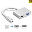 TYPE-C - VGA, HDMI átalakító adapter, 4K, USB 3.1