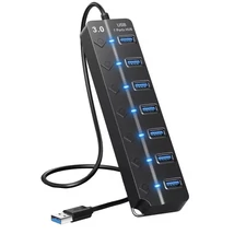 L03  USB 3.0 hub 7 portos, gyors adatátvitel, 120cm