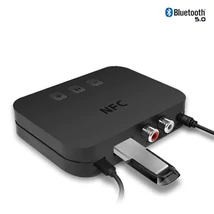 Bluetooth 5.0 audio vevő adapter NFC-vel, USB bemenettel, MP3 lejátszó