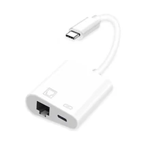 RJ45 Type-C hálózati adapter 100Mbps, USB C töltő csatlakozóval 