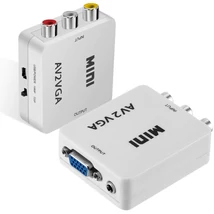 AV (RCA) - VGA átalakító adapter, CVBS videó bemenet, VGA monitorokhoz