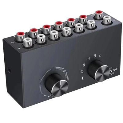 6 ki- és bemeneti 6/1 - 1/6 RCA audio kapcsoló, bi-directionális audio kapcsoló