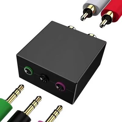 5.1 audio konzol adapter sztereó RCA-ról 3 x 1/8 (3,5 mm)-es jack-re, kétirányú 3,5 mm-es L/R átalakításhoz 5.1 multimédiás hangszórókhoz