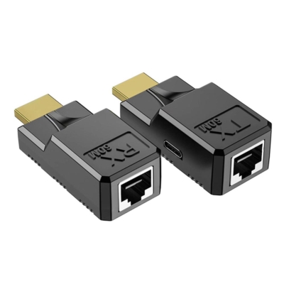 HDMI Extender, vezetékes HDMI hosszabbító, Rj45 Adapter, max 60m átvitel Cat6 kábelen, tápellátás nélküli, fekete