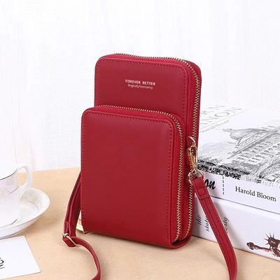 Cipzáros crossbody, női táska bordó színben