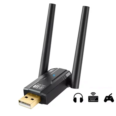 Nagy hatótávolságú USB Bluetooth 5.4 adó adapter, 5.3 dongle PC-hez, vezeték nélküli egérhez, billentyűzethez, zene- és audio vevőhöz
