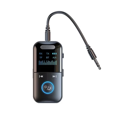 4 az 1-ben vezeték nélküli Bluetooth 5.4 audio adapter, LCD kijelző, beépített mikrofon