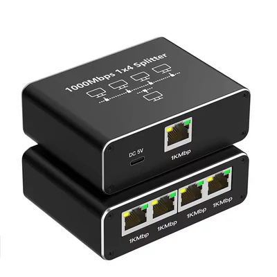 1T4S 1000Mbps Ethernet Splitter RJ45 elosztó adapter, 1 bemenet 4 kimenet, 1Gbps