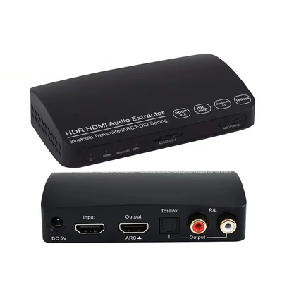 2 az 1-ben HDMI-kompatibilis audio konverter és ARC leválasztó – L/R Toslink, 5.1, HDCP 2.2, 4K60Hz, HDR, Bluetooth adó adapter