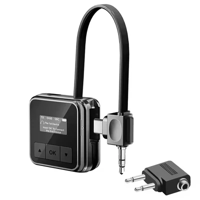 BA02 Bluetooth 5.3 audio adó/vevő adapter USB-c, repülőgépes audio csatlakozóval
