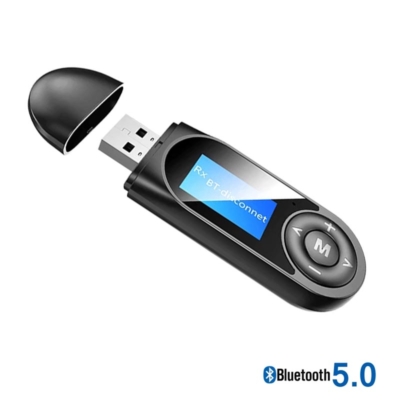 3 az 1-ben LCD kijelzős Bluetooth 5.0 audio adó-vevő +külső hangkártya