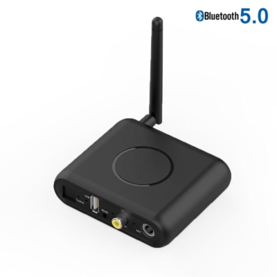 BT08 Bluetooth 5.0 EDR audio vevő adapter Karaoke mikrofon bemenettel, USB MP3 csatlakozóval, DAC digitális analóg átalakító, távirányítóval