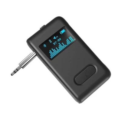 OLED kijelzős Bluetooth 5.0 audio vevő adapter, beépített mikrofonnal