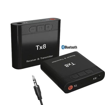 TX8 2 az 1-ben Bluetooth 5.0 audio adó/vevő, hangerő szabályzóval, zeneszám léptetővel