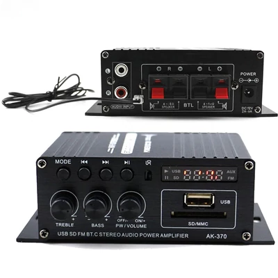 2x20W RMS (Max 2x200W) Digitális erősítő, Bluetooth, MP3 lejátszó, távirányítóval, USB, SD kártya bemenet