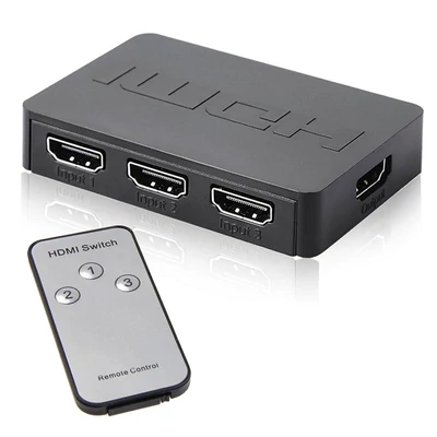 HDMI kapcsoló, 3 bemeneti és 1 kimeneti port, távirányítóval