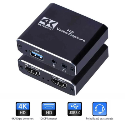 Full HD HDMI - USB3.0 külső videó kártya, video megosztó, audio ki/be
