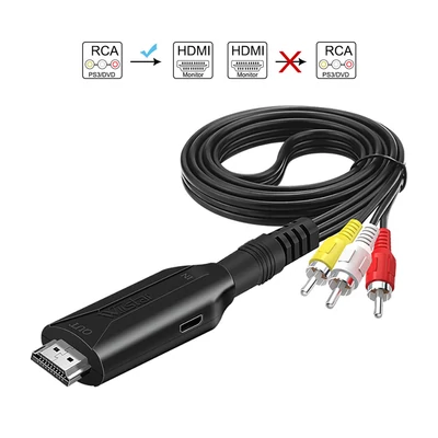 AV2 - HDMI átalakító adapter 720P/1080P, AV2 3RCA kimenetű lejátszókhoz