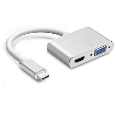 TYPE-C - VGA, HDMI átalakító adapter, 4K, USB 3.1