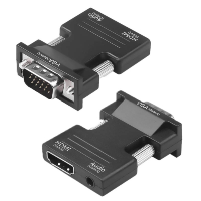 HDMI - VGA átalakító adapter, 3.5mm audió kimenettel, VGA monitorokhoz, projektorokhoz