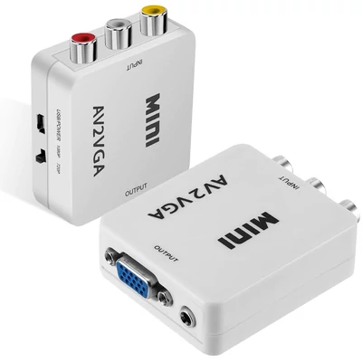 AV (RCA) - VGA átalakító adapter, CVBS videó bemenet, VGA monitorokhoz