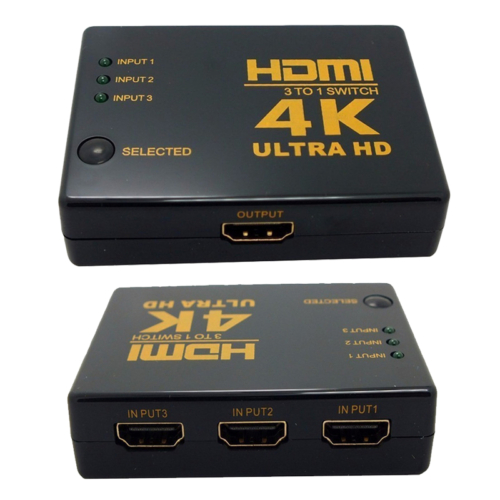 HDMI kapcsoló, 3 bemeneti és 1 kimeneti port, távirányítóval